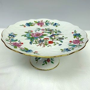 Vintage AYNSLEY “ Pembroke” bone china pedestal cake plate made in England